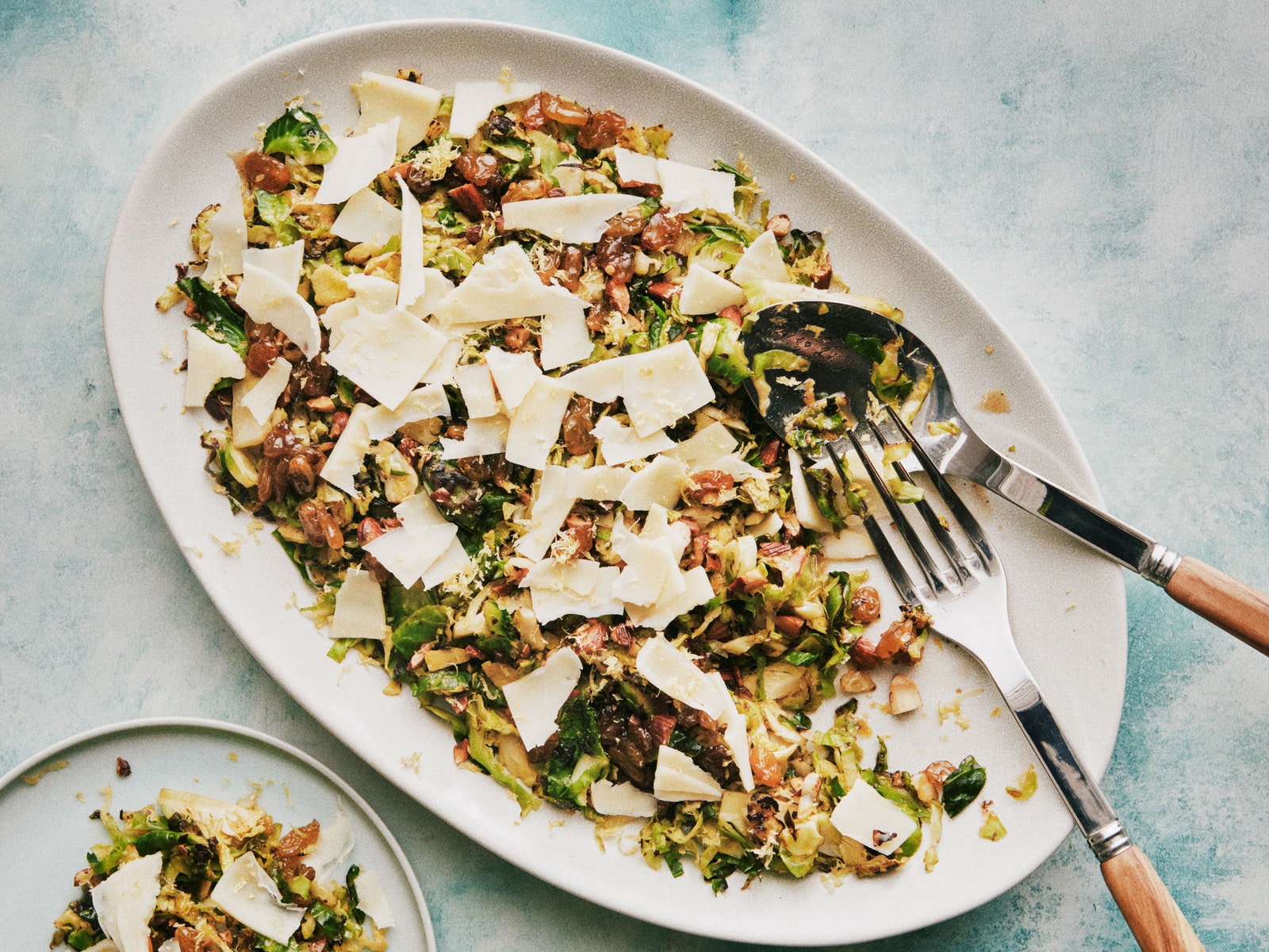 Brussels Sprouts Stir-Fry With Cheddar and Raisins