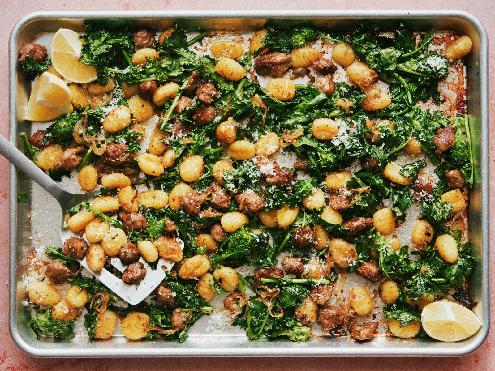 Sheet-Pan Gnocchi With Spicy Sausage and Broccoli Rabe