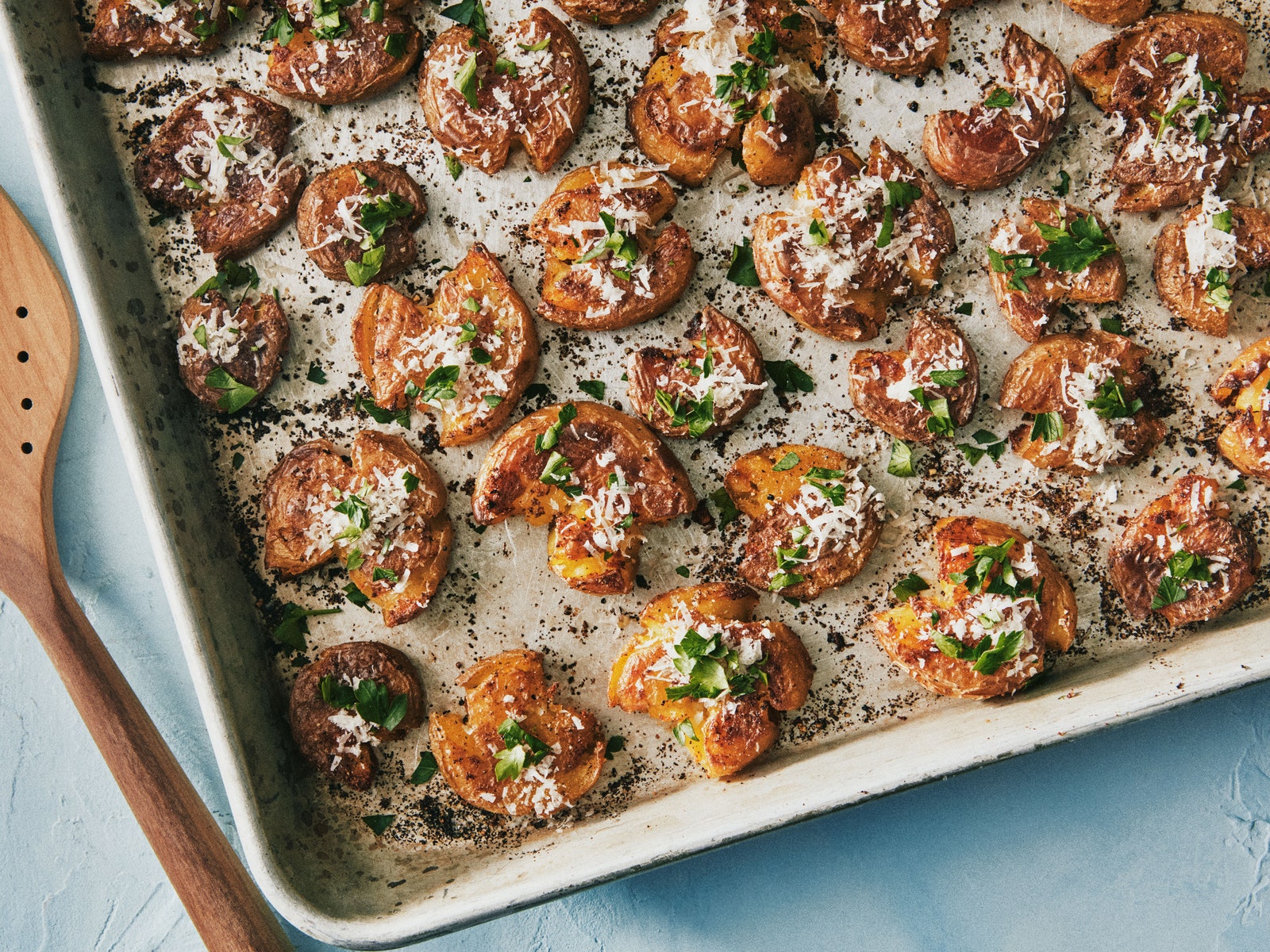 Smashed Potatoes With Parmesan and Herbs